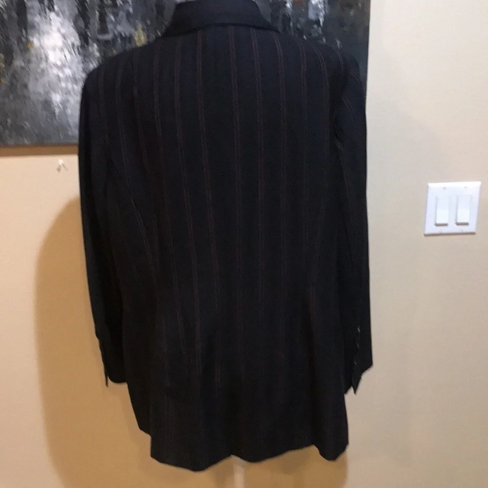 Lane Bryant Navy with Red Pin Stripes Hidden Button Front Blazer w/Pockets-18